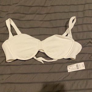 NEW PacSun Kendall & Kylie White Demi Ribbed Tie Bralette Bikini Top